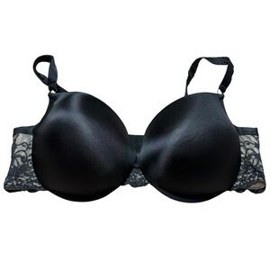 CACIQUE | Women’s Elegant Black Lace Full Coverage Bra size 44DD Wired Lined